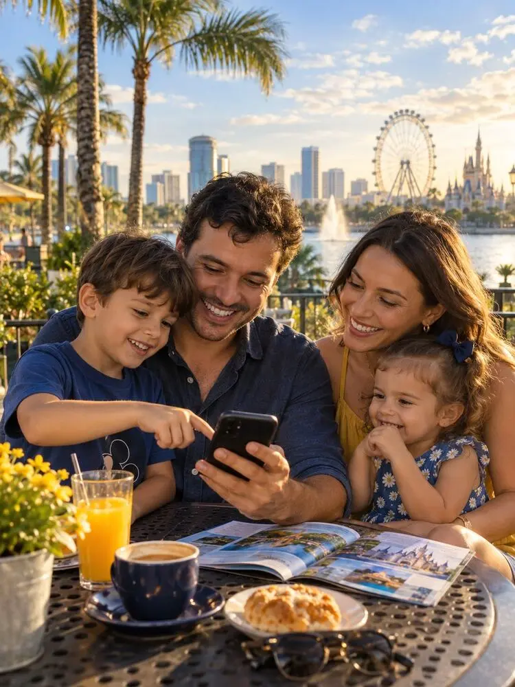 Família planejando a viagem
